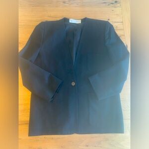 Evan Picone Single Button Flat Pocket Suit Jacket Black Women’s 10 Wool Preloved